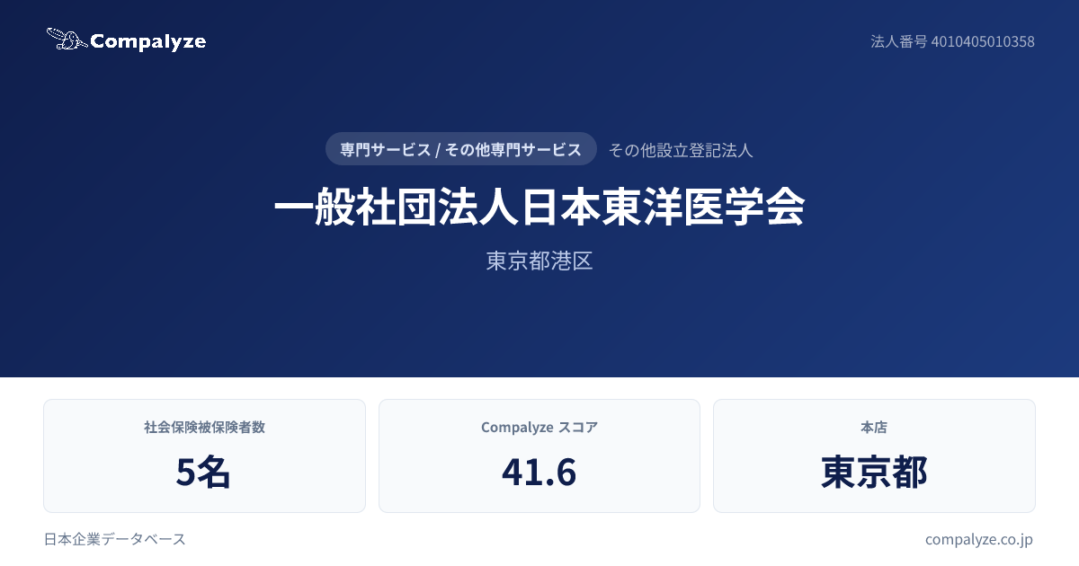 一般社団法人日本東洋医学会（東京都）の法人概要・役員 | Compalyze