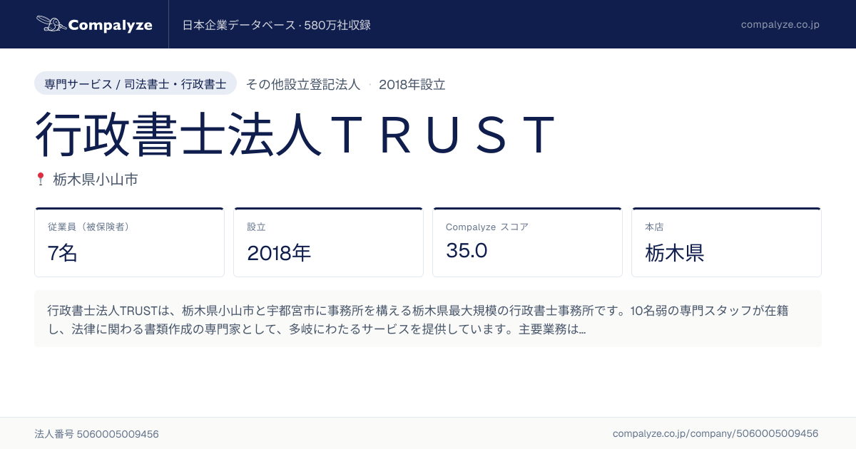 行政書士法人TRUST | Compalyze