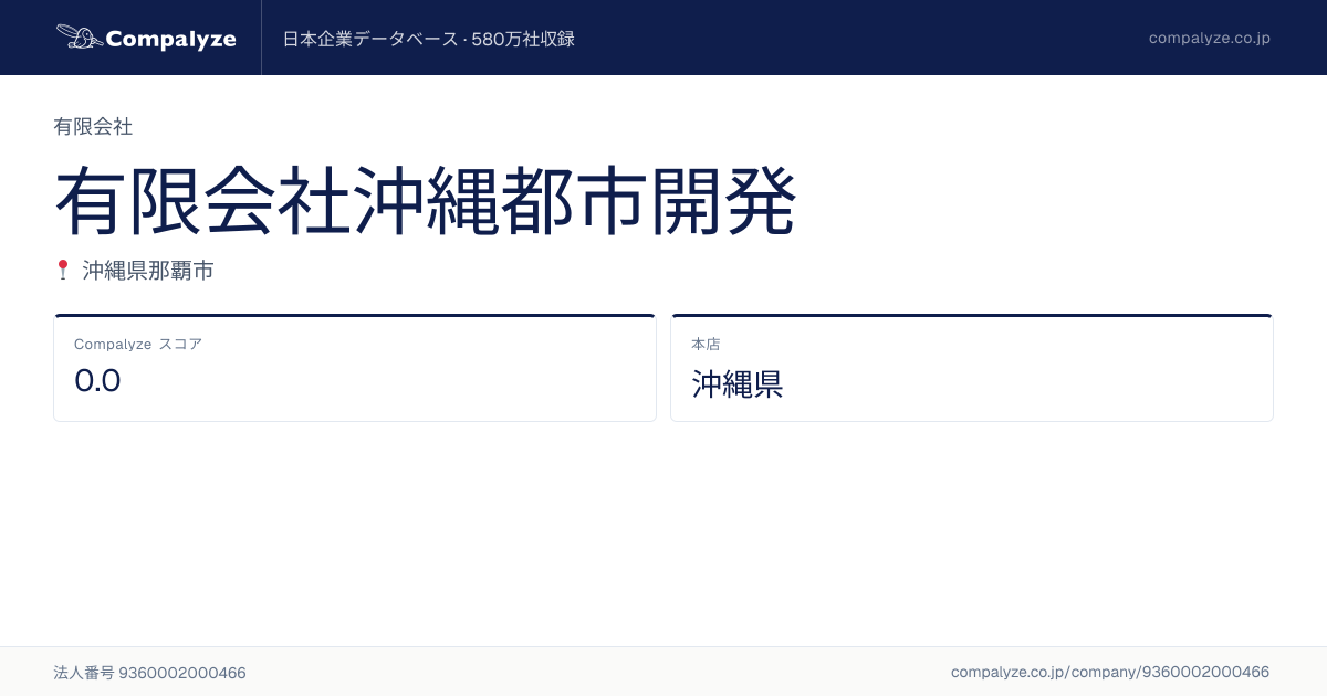 有限会社沖縄都市開発（沖縄県）の会社概要 | Compalyze